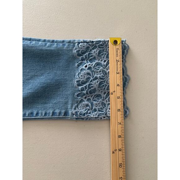 Ralph Lauren Blue Straight Cropped Embroidered Hem Denim Jeans Women's Size 6 - Picture 11 of 13